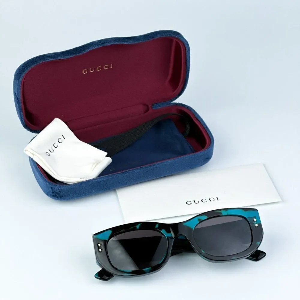 NEW Gucci GG1215S 001 Havana Grey Rectangle Unisex Sunglasses GG 1215S